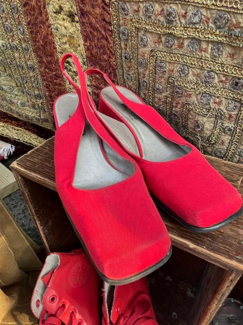 Vibrant Red Slingback Flats